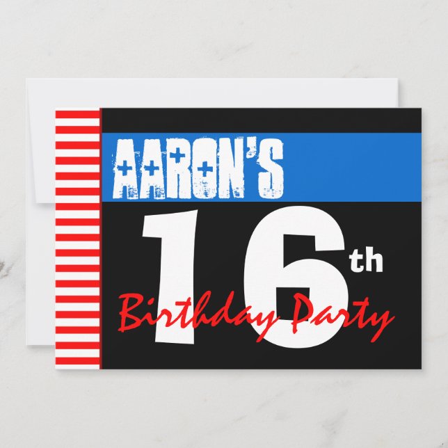 Invitation 16ème Étoiles bleues lumineuses modernes 2B2A de (Devant)