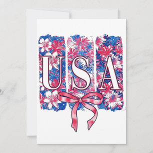 Invitation 1776 Amérique 4 juillet USA Floral Flowers