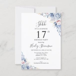 Invitation 17 ans budget bohème bleu poussiéreux a