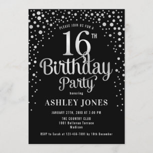 Invitation 17e anniversaire - Black & Silver