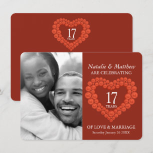 Invitation 17e anniversaire de mariage photo de cornaline