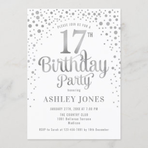 Invitation 17e anniversaire - White & Silver