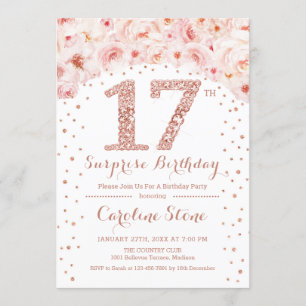 Invitation 17e fête d'anniversaire surprise - Gold de White R
