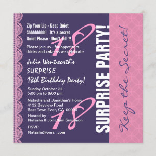 Invitation 18e ADO SURPRISE Anniversaire pour elle avec Lace