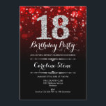 Invitation 18e anniversaire - Argent Noir Rouge<br><div class="desc">Invitation du 18e anniversaire. Elégant design rouge noir blanc avec fausse parties scintillant argent. Anniversaire adulte. Dispose de diamants et de caractères de script. hommes ou femmes anniversaire invitation. Parfait pour une fête d'anniversaire élégante. Message-moi si vous avez besoin d'une personnalisation plus poussée.</div>