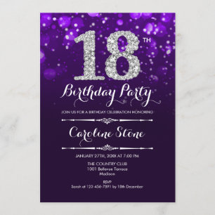 Invitation 18e anniversaire - Argent violet