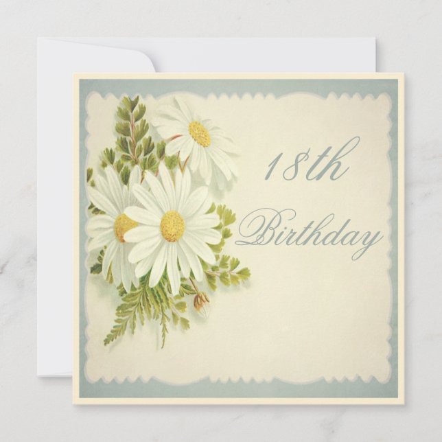 Invitation 18e anniversaire Chic Vintage Daisies (Devant)