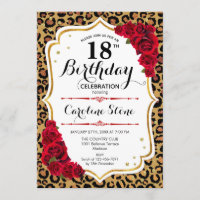 18e anniversaire - Empreinte de léopard d'or rouge