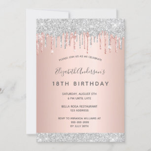 Invitation 18e anniversaire fête argent parties scintillant r