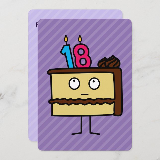 Invitation 18e anniversaire gâteau aux bougies (Devant / Derrière)