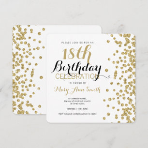 Invitation 18e anniversaire Gold Faux Parties scintillant Con