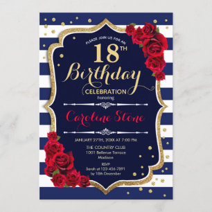 Invitation 18e anniversaire Marine White Stripes R