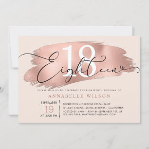Invitation 18e anniversaire Rose de fête Gold & Pink