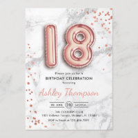 18e anniversaire - Rose Gold Balloons effet marbre