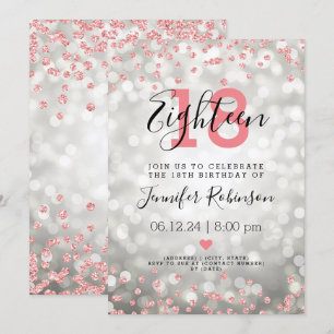Invitation 18e anniversaire Rose Gold Parties scintillant Lum