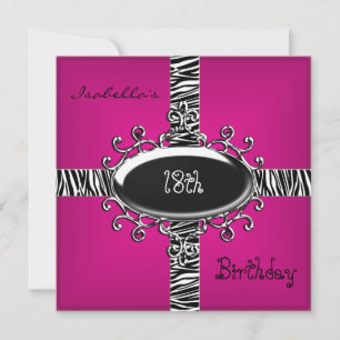 Invitation 18e anniversaire sauvage rose animal noir 4