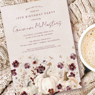 Invitation 18e anniversaire Surprise Party Citrouille Fleur s