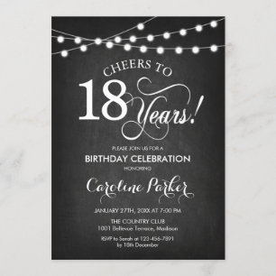Invitation 18e anniversaire - tableau noir blanc