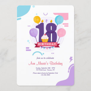Invitation 18e fête d'anniversaire