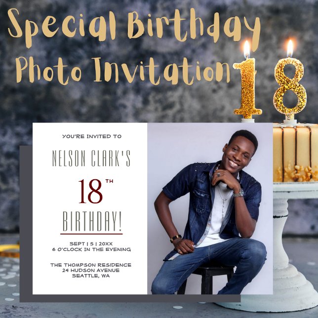 Invitation 18e fête d'anniversaire de la photo (Créateur téléchargé)