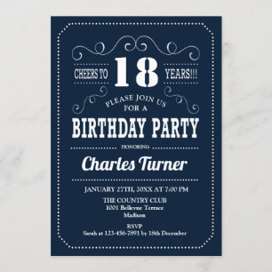 Invitation 18e fête d'anniversaire - Marine White