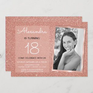 Invitation 18e Sparkle Rose Gold Blush Pink Photo