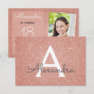 Invitation 18e Sparkle Rose Gold Blush Pink Photo