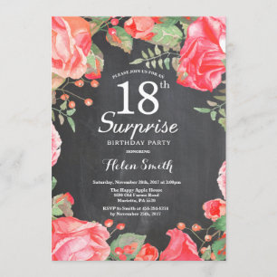 Invitation 18ème anniversaire de surprise florale rouge