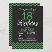 18ème Chevron noir et vert d'invitation