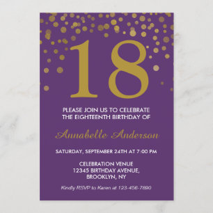 Invitation 18ème Chic moderne d'or d'anniversaire de point