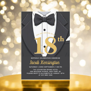 Invitation 18ème événement d'anniversaire Black and Gold de T