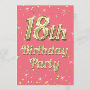 Invitation 18ème Rose de confettis de typographie de Bling