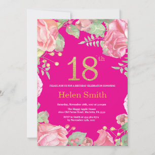 Invitation 18èmes parties scintillantes et roses indien