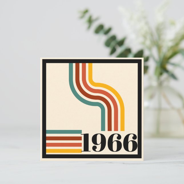 Invitation 1966 60e Anniversaire Rayure Rétro Vintage  (Debout devant)
