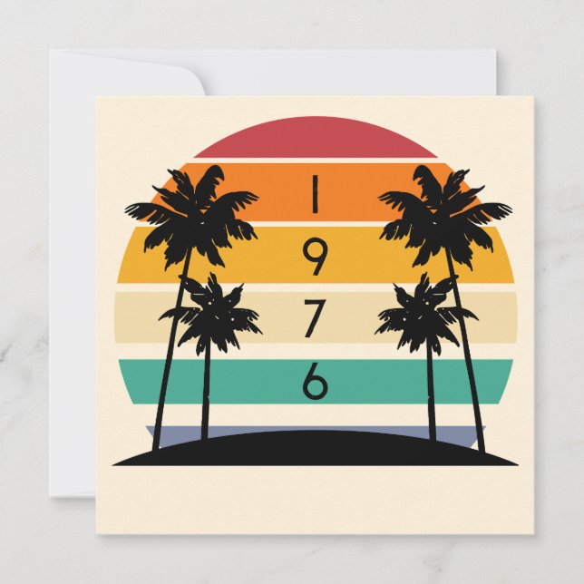 Invitation 1976 Retro Stripe Sunset Vintage 50th Birthday (Devant)