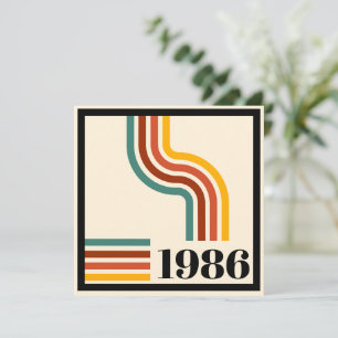 Invitation 1986 60e Anniversaire Rayure Rétro Vintage
