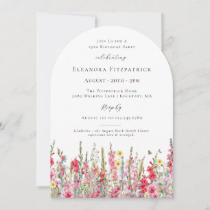 Invitation 19e anniversaire Août Mois de naissance Fleur Glad