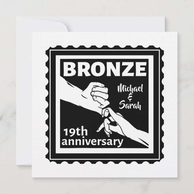Invitation 19e anniversaire du mariage tenant la main (Devant)