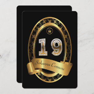 Invitation 19e anniversaire, homme de fête, couleur élégante