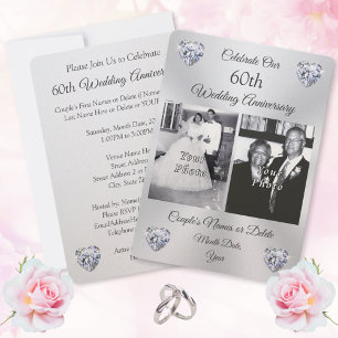 Invitation 1, 2 Photos, 60e anniversaire de Mariage Invitatio