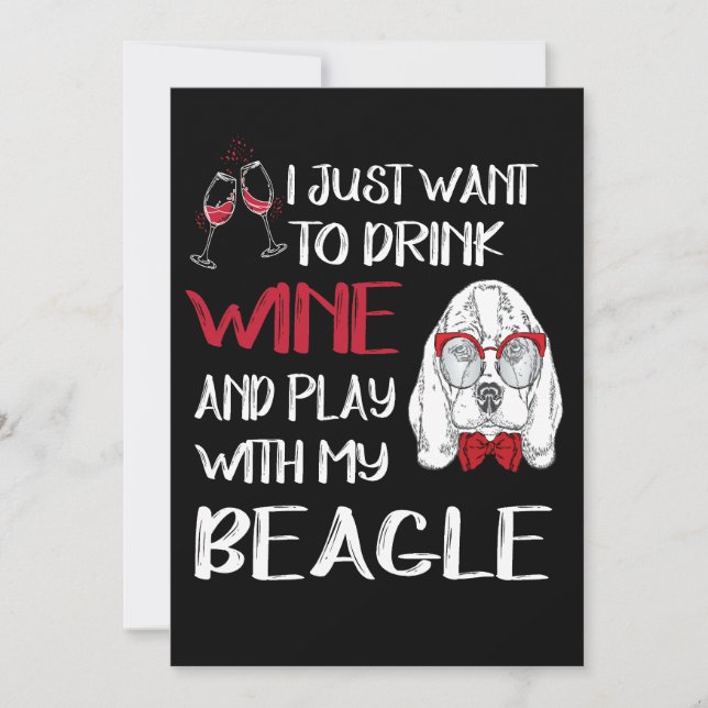 Invitation 1 Bois du vin et joue avec mon beagle (Devant)