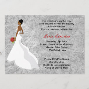 Invitation 1 de Fête de la mariée de fille de