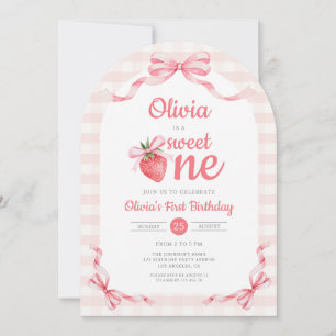 Invitation 1 Douce Fille aux Fraises 1er Anniversaire