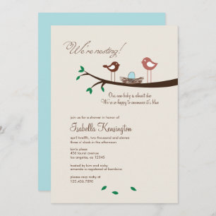 Invitation 1 Oeuf Bleu Nidification Oiseaux Baby shower Invit
