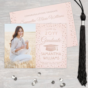 Invitation 1 Photo Graduation Blush rose et Rose Parties scin