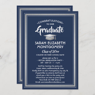 Invitation 1 Photo Graduation virtuelle Marine Bleu Blanc Arg