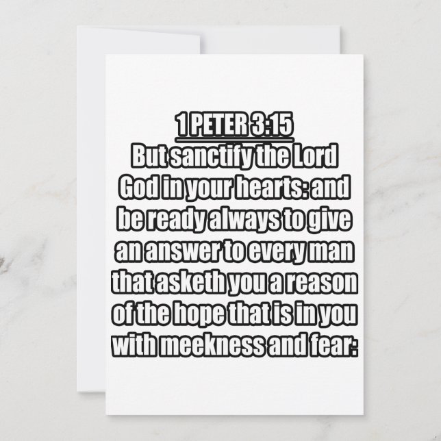 Invitation 1 Pierre 3:15 KJV Verset Biblique (Dos)