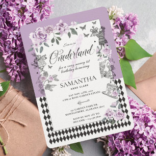 Invitation 1er anniversaire à Onederland Chic Floral Fairytal