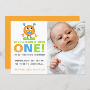 Invitation 1er anniversaire Baby Boy Ajouter Photo Party Invi