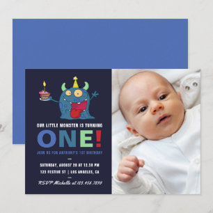 Invitation 1er anniversaire Baby Boy Little Monster Invitatio